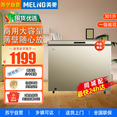 美菱(MELING)BC/BD-301DT 301升卧式单温冷柜 减霜抑菌家用商用保鲜冷藏冷冻柜顶开门冰柜冰箱柜