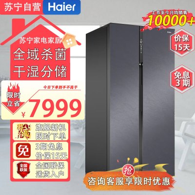 海尔(Haier)BCD-626WLHSS19SAU1 626升超大冷冻冰箱全空间保鲜科技AI智净阻氧干湿分储鲸量大空间