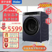 海尔(Haier)XQG100-HBD14576LU1 10公斤直驱精华洗带烘干洗烘一体超薄1.12洗净比羊毛绿标净滤柔