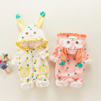 2023春秋可爱萌趣男女胡萝卜兔子印花连体哈衣