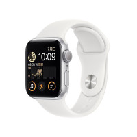 Apple Watch SE 2022款智能手表GPS款40毫米银色铝金属表壳白色运动型表带MNJV3CH/A