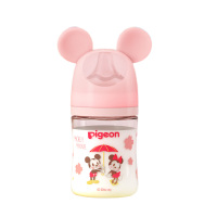 贝亲(Pigeon)迪士尼 第3代 玻璃彩绘奶瓶160ml(SS号)樱花雨 0个月以上 AA229