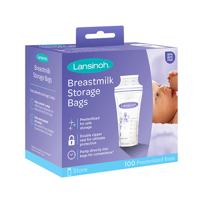 兰思诺(lansinoh)储奶袋母乳储存袋冷藏保鲜存奶袋180ml一次性母乳袋100片装