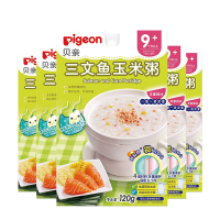 贝亲(Pigeon)婴幼儿辅食粥 辅食米糊 宝宝辅食 三文鱼玉米粥5包装 9-36个月 120g*5