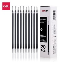 得力33444中性笔芯签字笔水笔芯0.5mm标准水笔替芯黑色20支装 黑色(QH)