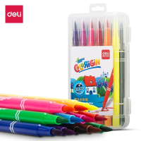 得力(deli)70680水彩 12色 卡通软杆水彩笔 学生儿童绘画涂鸦画笔 单盒
