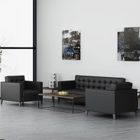 麦格尚 大气办公沙发组合现代简约皮艺办公室商务会客沙发 牛皮 单人+三人位