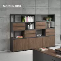 麦格尚 办公室大柜子木质书柜自由组合简约资料柜档案柜文件柜储物柜背柜 简艺檀木 1200*400*1800MM
