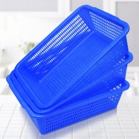 企采严选 塑料筐篮子加厚收纳筐置物篮长方形蔬菜框洗菜篮子沥水篮配货周转筐 蓝色6号452*356*134mm