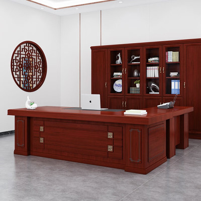 中伟大班台油漆老板桌实木贴皮经理桌现代简约主管桌办公桌1.8米