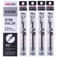 得力(deli)S766 子弹头中性笔芯 1.0mm 黑色中性笔签字笔替芯 20支/盒 黑色