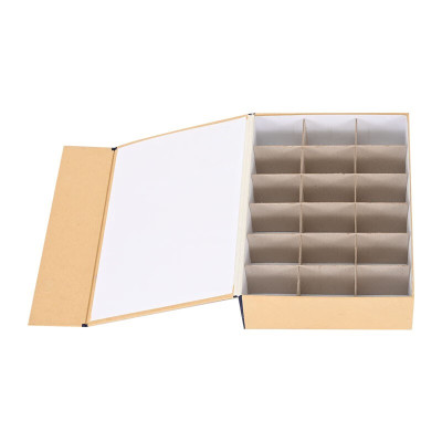 一痕沙印章保管盒厚10CM18格档案盒棉布包边一体成型硬板盒