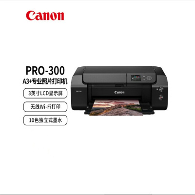 佳能(Canon) PRO-300 A3+幅面无线彩色喷墨专业照片打印机(10色独立式墨水系统)