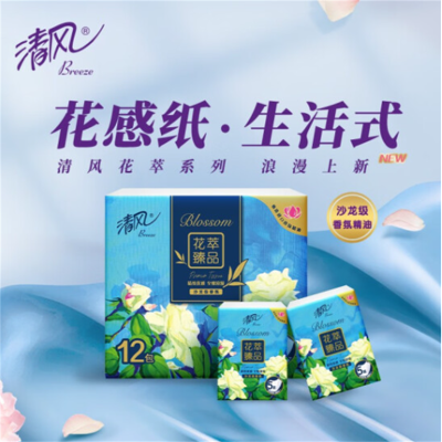 清风B64CHCIP 12包/条*单条装 花萃臻品手帕纸