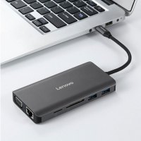 联想(Lenovo)LX0801 Type-C扩展坞 USB-C转HDMI转VGA转换器 千兆网口 USB3.0分线器