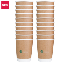 得力(deli) 一次性双层纸杯 280ml加厚 19204
