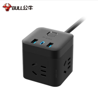 公牛(BULL) 魔方智能USB插座转换器 插线板多功能立体家用办公充电 [C口20W快充]UU2203H 黑色1.5米