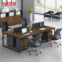 定制款办公屏风桌 简约板式8人位公司职员电脑桌椅组合桌椅(含移动柜和椅子)
