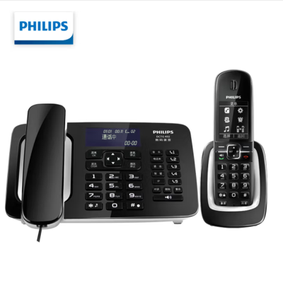 飞利浦(PHILIPS) 自动录音电话机子母机可录音约1000小时 DCTG492+ 黑色