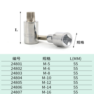 世达 12.5MM系列50MM长12角旋具套tong M8 24803