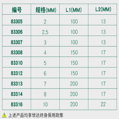 世达 T型内六角扳手6MM 83312