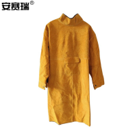安赛瑞 牛皮电焊工作围裙带袖 牛皮带袖焊接罩衣 防焊渣焊工隔热反穿工作衣阻燃