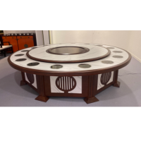 圆形餐桌 岩板台面+实木饰面 直径2600mm 电动转盘 货期20天
