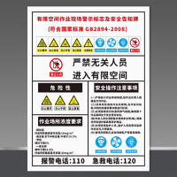 SUK pvc标识牌 有限空间安全作业 高:73cm 宽:53cm 单位:张