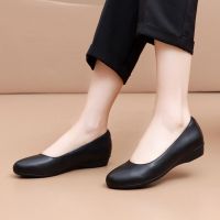 密得赛 平底女单鞋浅口春秋季真皮女鞋 黑色 单位:双