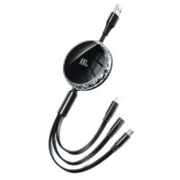 密得赛 100w级快充数据线一拖三可伸缩 三合一充电线 6A闪充黑色 1.2米 单位:个