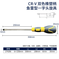 长城精工螺丝批一字螺丝刀家用带磁型平头改刀旋具起子6-250mm 274206
