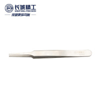 长城精工宽头镊子不锈钢加厚专业级挑毛工具手机维修夹子118mm 420583