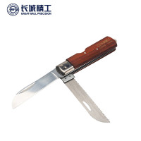 长城精工木柄电工刀四合一电工剥线刀电线剥皮刀电工工具100*105mm 418040