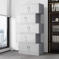 优企铁皮柜文件柜钢制办公室资料柜凭证柜员工档案柜办公柜玻璃储物柜 分体五节档案柜 0.5mm