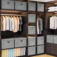 SUK 棉麻收纳箱布艺可折叠储物箱 深灰色 三件套 可水洗款 单位:套