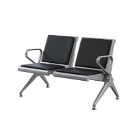 优企 机场椅等候椅长排椅黑色双人位 1195W*675D*800H 张