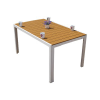 优企 户外庭院花园塑木桌室外休闲露台散板长台 白框柚木色 1500W*900D*730H 张