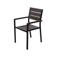 优企 户外休闲咖啡色塑木椅室外庭院花园椅 横纹椅 550W*535D*860H 张
