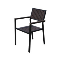 优企 户外休闲咖啡色塑木椅室外庭院花园椅 竖纹椅 550W*570D*840H 张