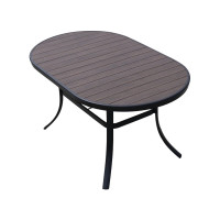 优企 户外休闲咖啡色塑木桌室外庭院露天桌 椭圆形长桌 1500W*900D*730H 张