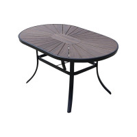 优企 户外休闲咖啡色塑木桌室外庭院露天桌 椭圆形太阳桌 1500W*900D*730H 张