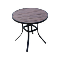 优企 户外休闲咖啡色塑木桌室外庭院露天桌 80圆桌 800W*800D*730H 张