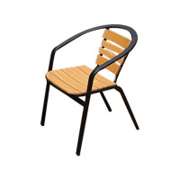 优企 户外休闲庭院别墅塑木椅花园阳台椅 黑框柚木色扁管椅 550W*560D*720H 张