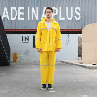 青松 0.4MM美团黄针织布反光雨衣套装 T1902 XL美团黄 单位:套
