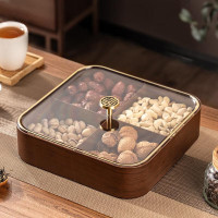 仿木质坚果收纳盒 4格果盘单层 单位:个