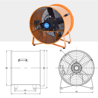 手提式轴流风机管道轴流式通风机不配管 PVT-50风机(20寸)无维保 货期10-15天