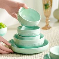 德世朗 暖阳系列陶瓷餐具二十件套 DFS-TZ857-20A绿色 单位:套