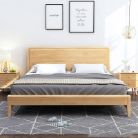 现代简约实木单人床1.5m床+床头柜