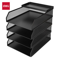得力 PB261可堆叠金属文件书架多层文件框置物架 五层 黑色