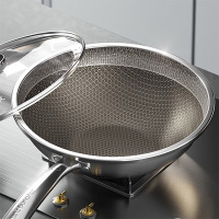 九阳CF32-C775(Joyoung)炒锅0氟钛瓷抗粘304平底炒菜锅不锈钢蜂窝电磁炉燃气灶0氟涂层直径32cm
